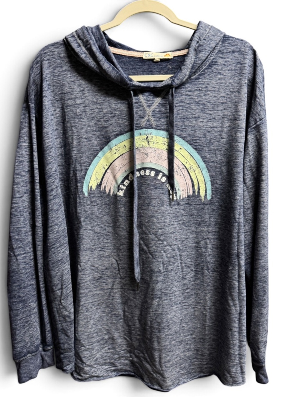 C&C California Kindness Is Key Rainbow Hoodie Navy Blue L
